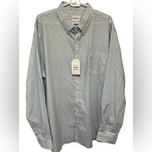 Ben Sherman Career Casual Blue & Ivory Long Sleeve Shirt Sz 2XL NWT